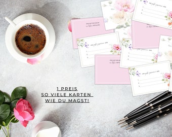 Guest book cards with colorful flowers for the wedding, spring guest book cards, pastel guest book cards for self-printing at home