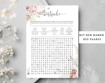 Jeu de mariage personnalisé avec noms des mariés, jeu de mots croisés mariage, jeux de mariage pour les invités, jeux de mariage