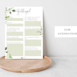Hochzeitsspiel Zeitkapsel, Eukalyptus Hochzeitsspiel, lustiges Hochzeitsspiel für Gäste zum selber ausdrucken, digitaler Download