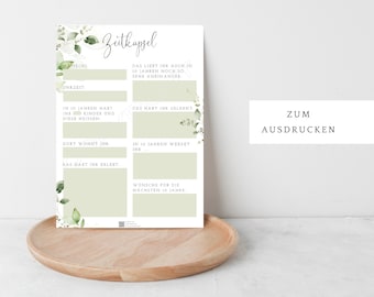 Wedding game time capsule, eucalyptus wedding game, fun wedding game for guests to print yourself, digital download