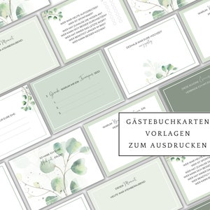 Wedding guest book cards, DIY wedding guest book, eucalyptus, greenery wedding, print 16 different cards as often as you like