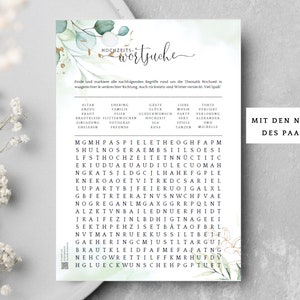 Juegos de invitados para bodas, juegos de boda para imprimir, eucalipto, decoraciones de boda con vegetación DIY, juegos de boda personalizados eucalipto