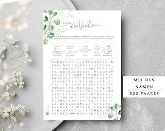 Crucigrama de boda con los nombres de los novios, crucigrama de boda personalizado, juegos de boda, impresiones digitales