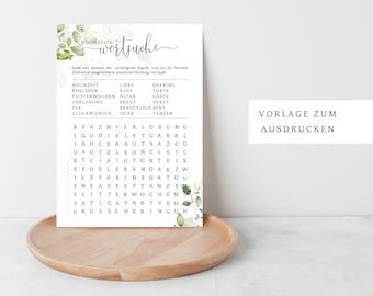 Kreuzworträtsel Hochzeit deutsch, Hochzeitsspiel Wortsuche zum ausdrucken, Hochzeitsspiele download, Hochzeitsspiele Gäste, Hochzeitsrätsel