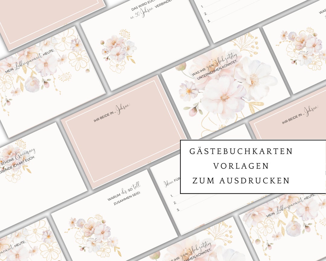 Pink Guest Book Cards, Blush Rose Wedding Guest Book, Guest Book Cards ...