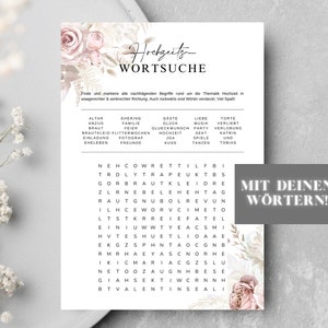 Boho Hochzeitsspiel, Hochzeits Kreuzworträtsel mit eigenen Wörtern, personalisiertes Kreuzworträtsel zur Hochzeit