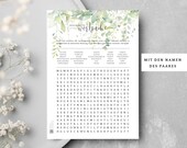 Schönes Hochzeitsspiel für die Gäste, schlichtes Hochzeitsspiel für Gäste, PDF Hochzeitsspiel zum ausdrucken schlicht