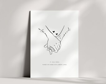 persönliches Hochzeitsgeschenk zur Hochzeit, besonderes Hochzeitsgeschenk Wandbild, Jahrestag Valentinstag Hochzeitstag
