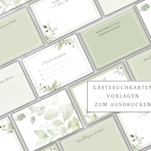 Wedding guest book cards, DIY wedding guest book, eucalyptus, greenery wedding, print 16 different cards as often as you like