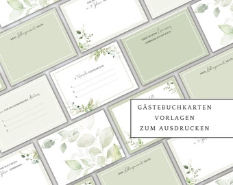 Wedding guest book cards, DIY wedding guest book, eucalyptus, greenery wedding, 16 different cards, print as many times as you like