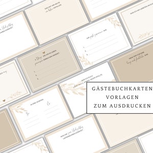 Gästebuchkarten Hochzeit, DIY-Gästebuch zur Hochzeit, Boho braun beige, Coffee Hochzeit, Selbstdruck PDF, Zuhause selbst ausdrucken, express Bild 1