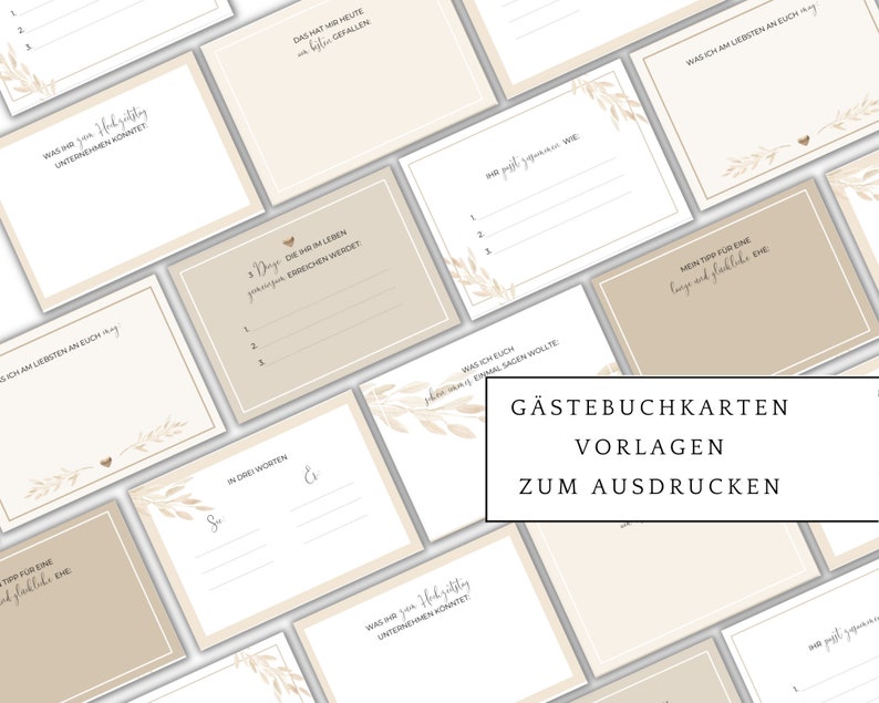 Gästebuchkarten Hochzeit, DIY-Gästebuch zur Hochzeit, Boho braun beige, Coffee Hochzeit, Selbstdruck PDF, Zuhause selbst ausdrucken, express Bild 1