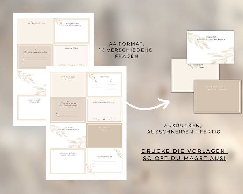 Gästebuchkarten Hochzeit, DIY-Gästebuch zur Hochzeit, Boho braun beige, Coffee Hochzeit, Selbstdruck PDF, Zuhause selbst ausdrucken, express Bild 3