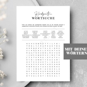 Jeu de mots croisés de mariage avec les noms des mariés, mots croisés personnalisés pour le mariage, jeux de mariage, jeux de mariage
