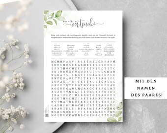 Crucigrama de boda con nombres de los novios, crucigrama personalizado para la boda, juegos de boda, juegos de boda