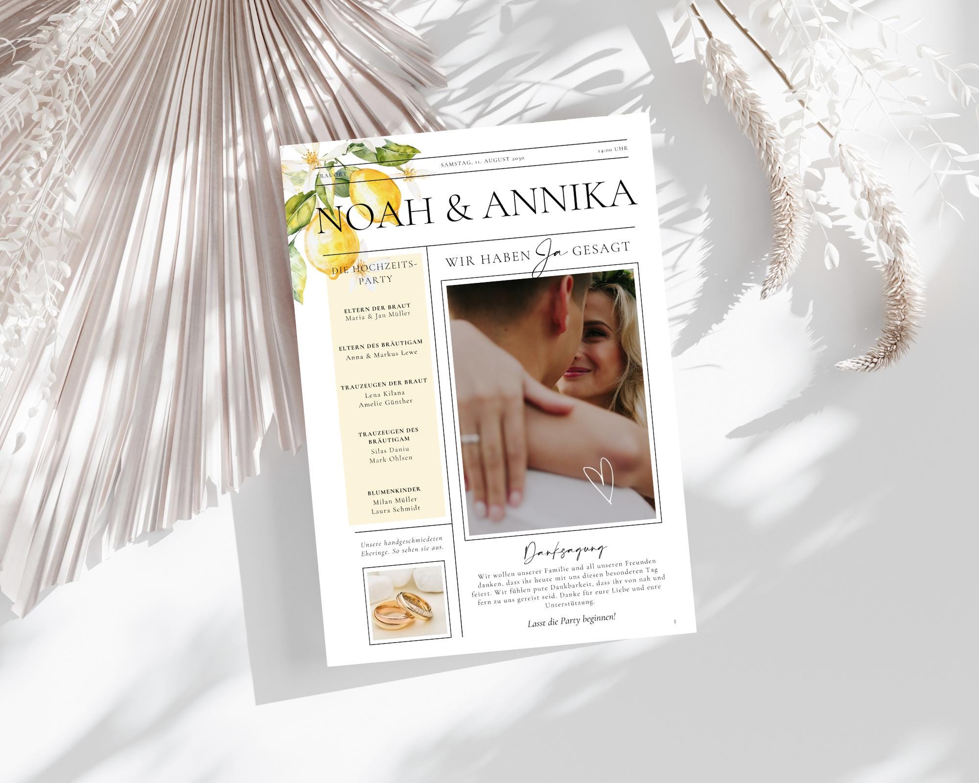 Italian Wedding Newspaper, Newspaper Wedding Program Template With ...