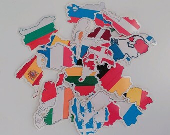 27 PCS European Countries Flag Map Vinyl Stickers | Cute Travel Countries | Bullet Journal Notebook Scrapbook Decoration Planner Stickers
