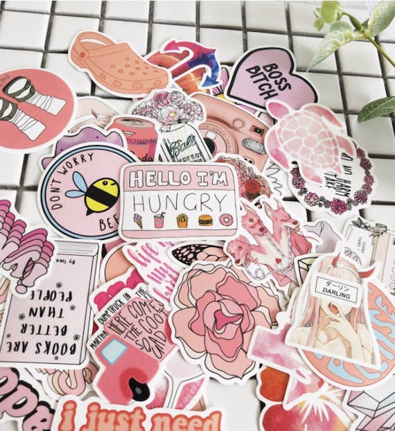 45 /35 /25 PCS Pink Aesthetic Stickers | Waterproof Vinyl Stickers | Laptop, Phone, Skateboard, Luggage Bag, Notebook, Water Bottle Stickers