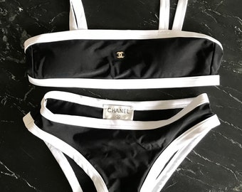 Custom made CC black and white bikini never worn