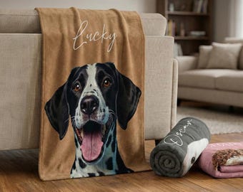Custom Pet Blanket Using Pet Photo + Name Custom Dog Portrait Blanket Personalized Dog Blankets Cat Picture Blanket Pet Photo Dog Dad Gift