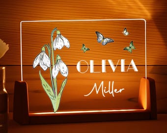 Personalized Name Night Light with Flower - Kids Room Decor - Newborn Boy Girl Name Gift - Gift for Baby and Toddler - Gift for Unique Baby