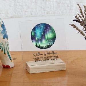 Luz nocturna personalizada con mapa estelar de constelación - Regalo para pareja - Signo de pareja - Cielo nocturno por fecha - Luz nocturna con mapa celestial de cielo nocturno, regalo para ella