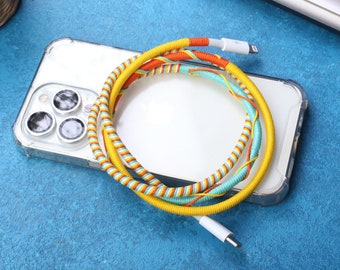 Hand Braided Colorful Charger Cable - Iphone Charger Cable - Gift for Mom - Micro USB Type A Charger Cable - Multicolor Charger Cable