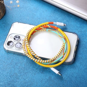 Hand Braided Colorful Charger Cable - Iphone Charger Cable - Gift for Mom - Micro USB Type A Charger Cable - Multicolor Charger Cable