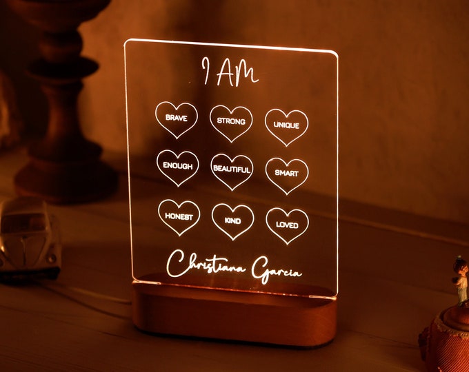 Personalized Affirmations Night Light for Kids - Affirmations for Kids - Custom Affirmations - Gift for Child - Kids Decor - Toddler Gifts