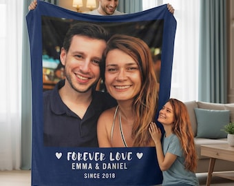 Personalized Photo Blanket, Photo Blanket with Text, Personalized Gift, Memorial Blanket, Anniversary Gift, Couples Gift, Gift for Her Him
