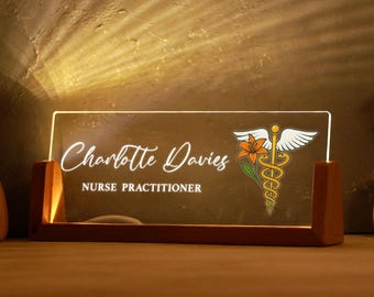 Personalized Pediatrician Name Plate LED, Custom Medical Decor, Gift for Nurse Doctor Phd, Appreciation Gift, Graduation Gift, Farewell Gift