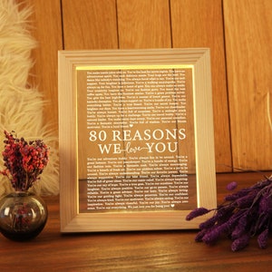 80 Gründe, warum wir dich lieben Geschenk - personalisiertes Geburtstagsgeschenk - Papa 80. Geburtstag - Geschenk für Mama - 80er Geburtstagsgeschenk für Frauen Männer - 80 Jahre alt