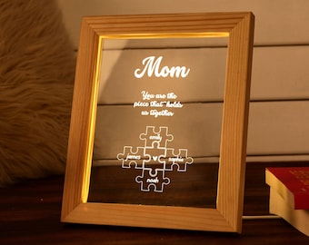 Custom Puzzle Night Light as Mother's Day Gift - Mothers day gift idea - Gift for Mom - Grandma Nana Mommy  Birthday Gift - Mom Gift from