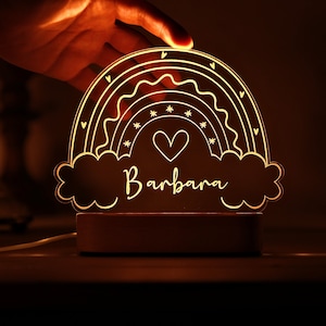 Personalized Rainbow Night Light - Toddler Name Gift - Kids Room Decor - 1st Birthday Gifts - Newborn Gifts - New Baby Gifts - Nursery Decor