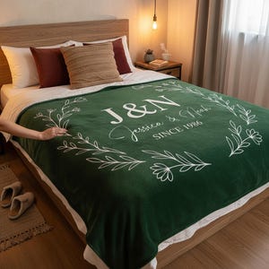 Coperta personalizzata per regalo di anniversario, regalo per il secondo anniversario di matrimonio per la moglie, regalo per coppie con iniziali e data di nascita, regalo di nozze per lei