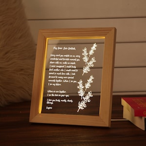Luz noturna com letras escritas à mão personalizadas - presente de dia dos namorados para esposa - presente de primeiro, segundo, décimo ou vigésimo aniversário para ele ou ela