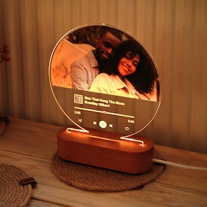 Custom Picture Song Lamp - Gifts for Mom and Dad - Valentines Couple Gifts - Personalized Music Gift - Valentines Day Gifts for Parents