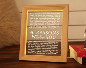 Cumpleaños 30 personalizado - Decoración de cumpleaños 30 - Luz de noche con 30 razones para amarte - Regalo de cumpleaños 30 - Regalos de amistad - Cumpleaños de mejores amigas