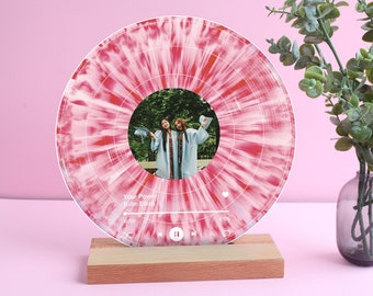 Disco de vinilo personalizado con impresiones digitales - Regalo de fotografía de graduación personalizado - Cumpleaños personalizado de mejores amigas - Placa con foto y canción - Regalo para graduados universitarios