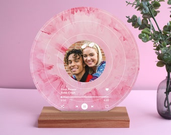 Plaque de musique personnalisée pour couple - cadeau d'anniversaire pour lui elle - disque personnalisé avec votre photo - cadeau d'anniversaire de couple unique