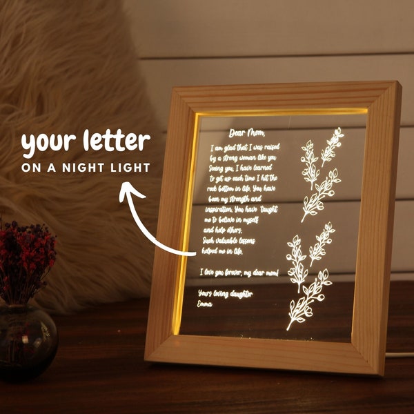 Gepersonaliseerde handgeschreven brief Nachtlampje - Ideeën Moederdag - Moederdagcadeau - Cadeau voor moeder - Oma Nana Mama Verjaardagscadeaus
