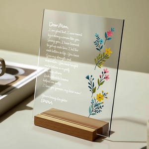 Placa personalizada con carta escrita a mano - Regalo para mamá - Regalos de cumpleaños para abuelas y abuelas - Ideas de regalos para el Día de la Madre - Regalo para el Día de la Madre