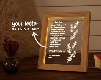 Personalized Hand-Written Letter Night Light - Mother's Day Gift Ideas - Mothers Day Gift - Gift for Mom - Grandma Nana Mommy Birthday Gifts