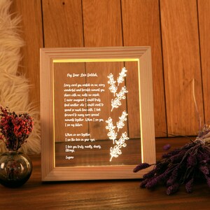 Personalized Hand-Written Letter Night Light Valentine's Day Gift for Wife First Second 10th 20th Anniversary Gift for Him or Her image 6