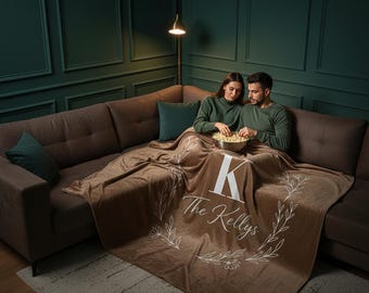 Anniversary Gift Personalized Throw Blanket, Second Anniversary Gift for Wife, Gift for Couples Initials Established Date, Wedding Gift Her