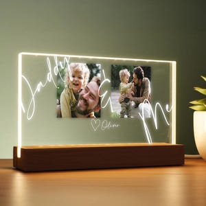 Custom Daddy and Me Night Light with Photos – Personalized Father’s Day Gift from Child, Gift for Husband, Papa Gift, Birthday Gift for Dad