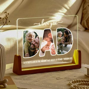 Dad Photo Night Light, Custom Acrylic Lamp, Personalized LED Gift, Father’s Day Decor, Dad Keepsake Frame, Father&#39;s Day Gift, Dad Birthday