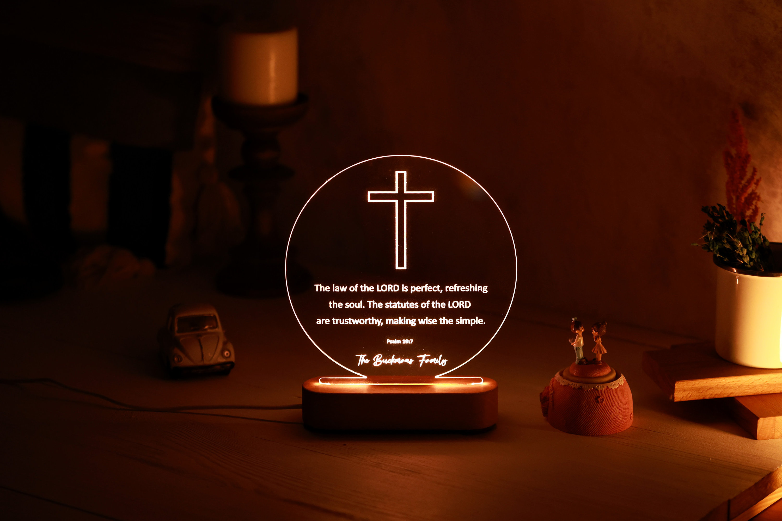 Personalized Bible Verse LED Night Lamp - Christening Night Light - Gift for Family - Kids Room Decor - Christian Home Decor - New Home Gift
