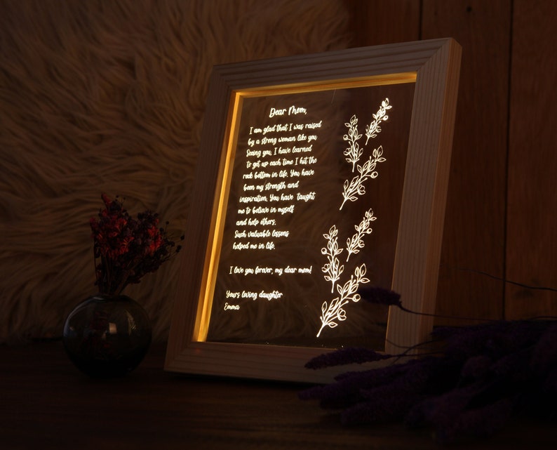 Personalized Hand-Written Letter Night Light Mother's Day Gift Ideas Mothers Day Gift Gift for Mom Grandma Nana Mommy Birthday Gifts image 5