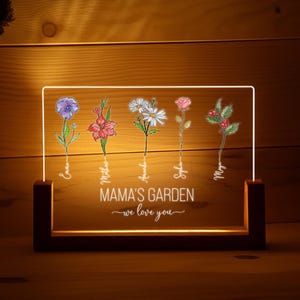 Light Up Birth Flowers Print with Names, Mom&#39;s Garden, Grandma&#39;s Garden, Family Birth Month Flowers, Christmas Gifts for Mom, Moms Birthday